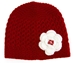 Ladies Red Flower Knit Hat - HT-79191
