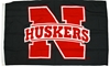 N HSKRS BLACK FLAG 3X5 Nebraska Cornhuskers, N Huskers Black Flag 3x5