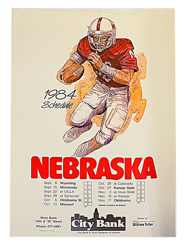 1984 Husker Football Schedule Poster