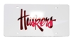 Huskers Laser Etched License Plate - White Nebraska Cornhuskers, Nebraska Vehicle, Huskers Vehicle, Nebraska Huskers Laser Etched License Plate - White, Huskers Huskers Laser Etched License Plate - White