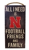 NU Football Friends & Family Wood Sign Nebraska Cornhuskers, N Huskers NU Football Friends & Family Wood Sign