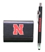 Nebraska Leather Business Card Case N Pen Set - OD-F9803