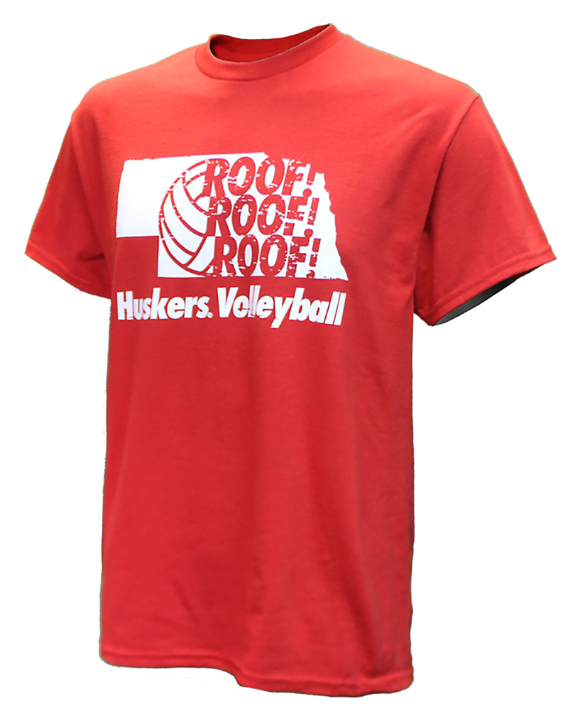 Nebraska Red Roof Roof Roof State Shape Volleyball Tee Western