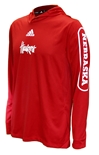 Adidas 2021 Official Huskers Sideline Hooded Training LS Tee - Red