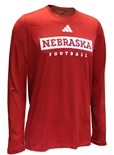 Adidas Nebraska Football Locker Pregame LS Tee - Red