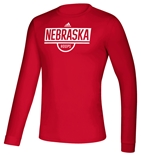 Adidas Nebraska Hoops Practice LS Tee - Red