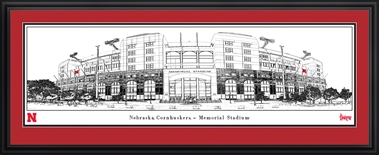 Deluxe Framed Nebraska Memorial Stadium Line Art Panorama
