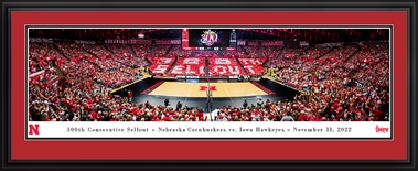 Deluxe Framed Nebraska Volleyball 300th Consecutive Sellout Panorama