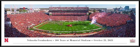 Framed Nebraska Memorial Stadium 100th Anniversary Panorama