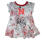 Infant Girls Nebraska Paint Splatter Sweet-Pea Onesie Dress