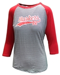 Ladies Striped Huskers Tailsweep 3/4 Sleeve Top