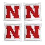 Nebraska Cornhole Bags - White