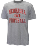 Nebraska Football w Ball Tee - Gray