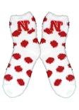 Nebraska Fuzzy Polka Dot Socks