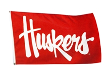 Red 3 By 5 Husker Script Flag With Grommets Sewing Concepts