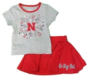 Toddler Girls Go Big Red Star Burst Shirt N Skirt