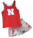 Toddler Girls Paint Splatter Nebraska Sweet Pea Tank N Skirt Set