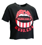 Womens Black Mouth Huskers Crop Tee