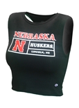 Womens Black Nebraska Huskers Crop Tank Top Champion
