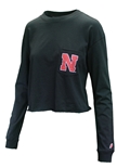Womens Cropped Iron N Huskers LS Pocket Tee