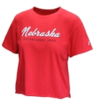 Womens Nebraska Established Clothesline Crop - Red