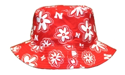 Womens Nebraska Floral Bucket Hat