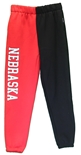 Womens Red N Black Color Block Nebraska Sweatpants